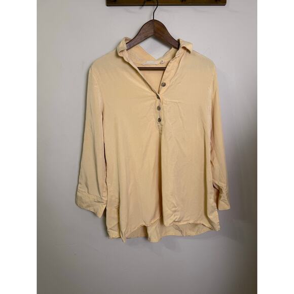 Soft Surroundings Shirt  Medium Tunic Creamy Yellow Hutton Popover Tencil - Picture 2 of 4